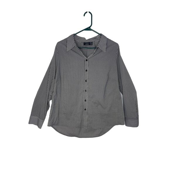 Apt 9 blouse button down up shirt women's size XL 0x black white stripe light wt - Picture 1 of 14